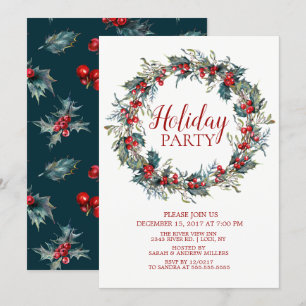Beautiful Christmas Bird Holiday Party Invitation