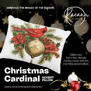 Beautiful Christmas Cardinal Accent Pillow