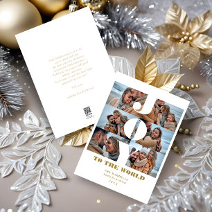 Beautiful Christmas Collage 6 Photos & Gold  Holiday Card