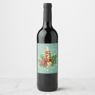 Beautiful Christmas Decor Wine Label