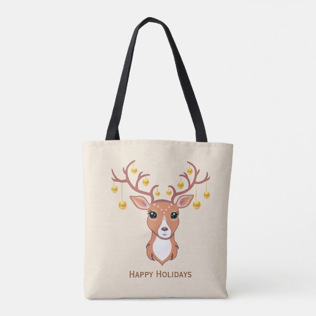 Beautiful Christmas Deer Tote Bag (Back)
