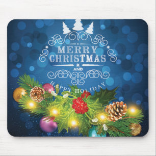 Beautiful Christmas Design with snow branches Mouse Mat