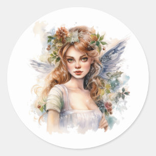 Beautiful Christmas Fairy  Classic Round Sticker