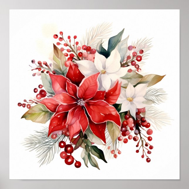 Beautiful Christmas floral bouquet Poster (Front)