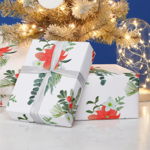 Beautiful Christmas Floral Pattern Wrapping Paper