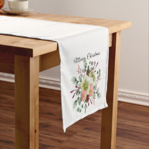 Beautiful Christmas Flowers Holiday Table Runner
