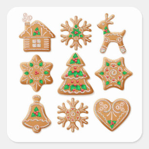 Beautiful Christmas gingerbread Collection Square Sticker
