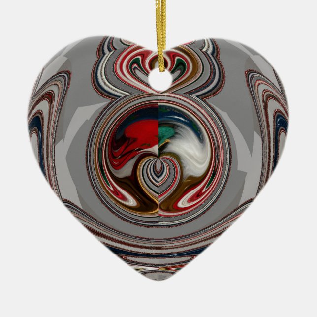 Beautiful Christmas Hearts Holiday Season Colours  Ceramic Tree Decoration (Front)