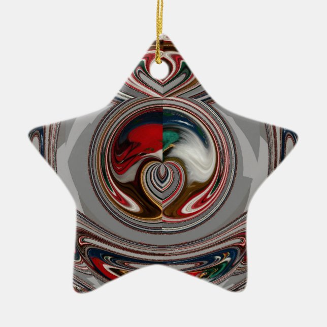 Beautiful Christmas Hearts Holiday Season Colours  Ceramic Tree Decoration (Front)