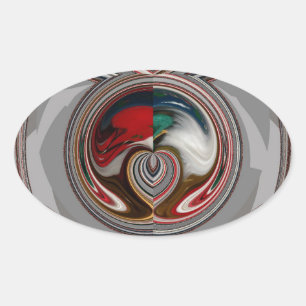 Beautiful Christmas Hearts Holiday Season Colours Oval Sticker