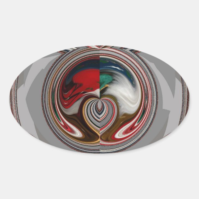 Beautiful Christmas Hearts Holiday Season Colours  Oval Sticker (Front)