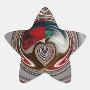 Beautiful Christmas Hearts Holiday Season Colours  Star Sticker