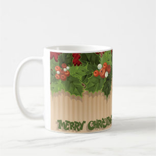 Beautiful Christmas Holly Typography Holiday Mug