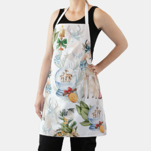 Beautiful Christmas Illustrations Apron