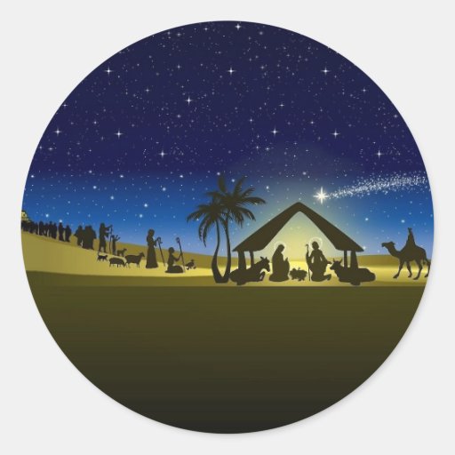 Image of beautiful Christmas nativity image print Classic Round Sticker