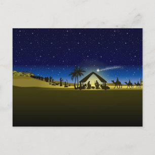 beautiful Christmas nativity image print Holiday Postcard