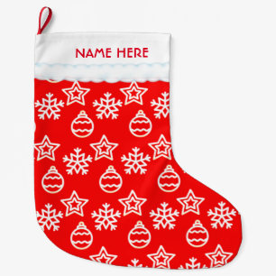 Beautiful Christmas Pattern on Red Large Christmas Stocking