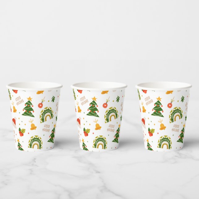 Beautiful Christmas Pattern     Paper Cups (Multi)