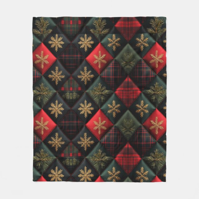 Beautiful Christmas Quilted Look Fleece Blanket (Front)