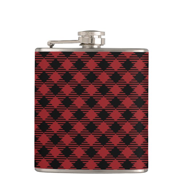 Beautiful Christmas Red Buffalo Plaid Hip Flask (Front)
