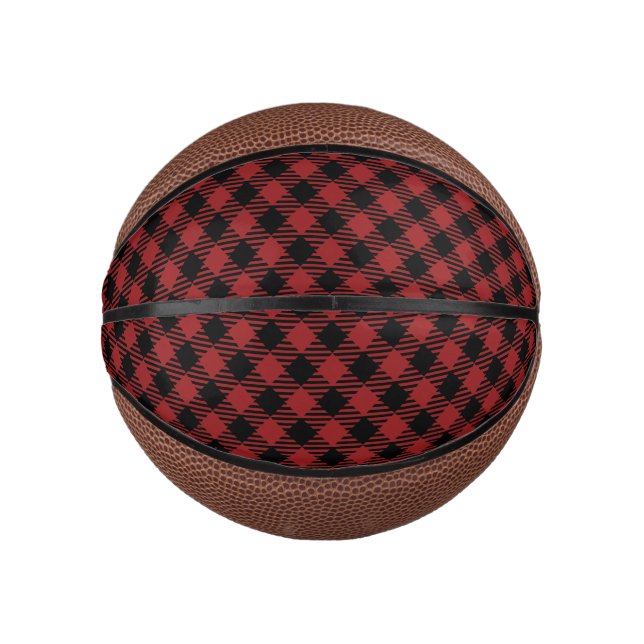 Beautiful Christmas Red Buffalo Plaid Mini Basketball (Front)
