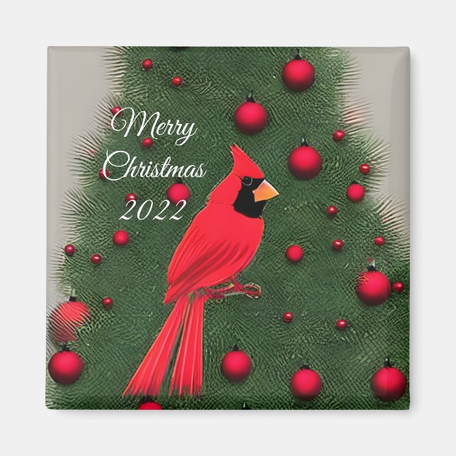 Beautiful Christmas Red Cardinal Magnet (Front)