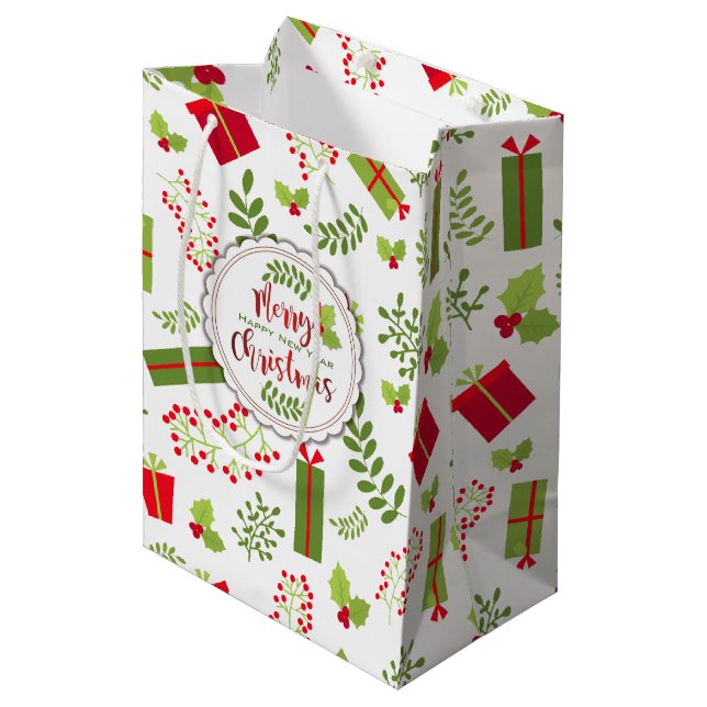 Beautiful Christmas Script Gifts Medium Gift Bag (Front Angled)