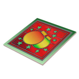 Beautiful Christmas Stained Glass Image Tile