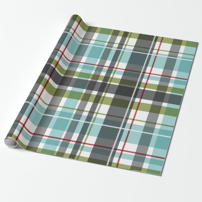 Beautiful Christmas Tartan Wrapping Paper (Unrolled)