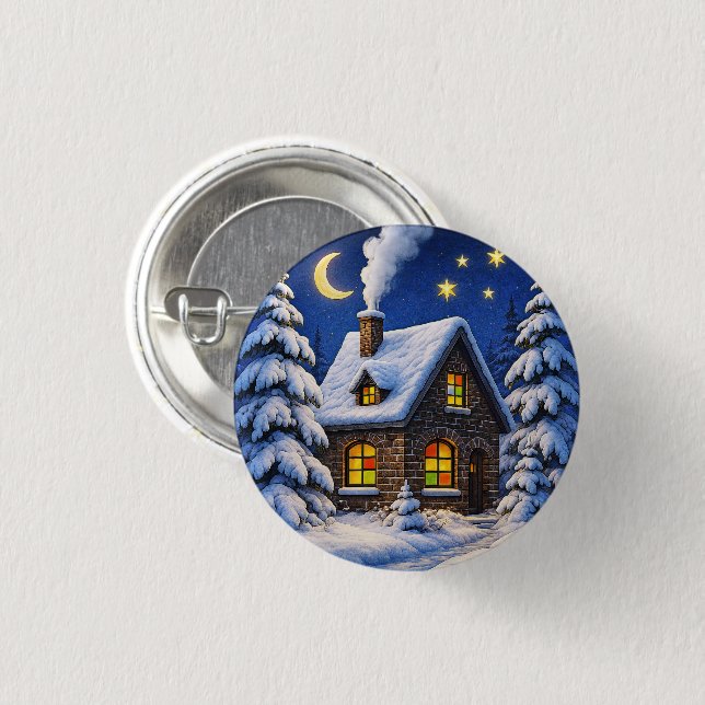 Beautiful Christmas themed 3 Cm Round Badge (Front & Back)