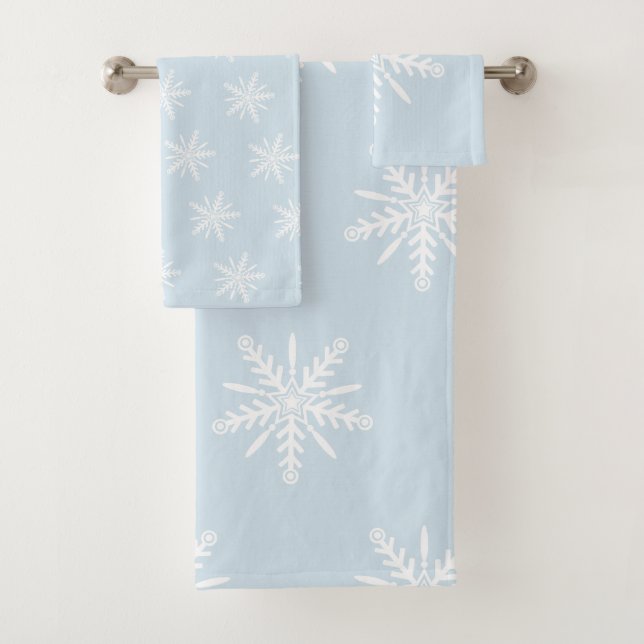 Beautiful Christmas towel set in light blue (Insitu)