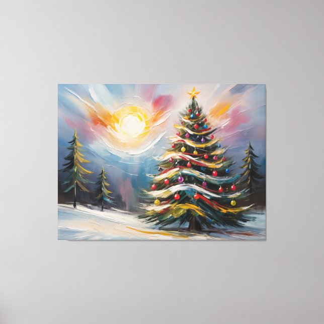 Beautiful Christmas Tree in Snowy Wonderland  Canvas Print (Front)