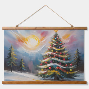 Beautiful Christmas Tree in Snowy Wonderland Hanging Tapestry