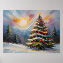 Beautiful Christmas Tree in Snowy Wonderland