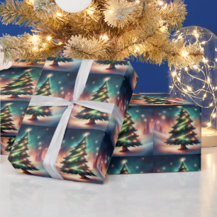 Beautiful Christmas Tree in the Winter Forest Wrapping Paper