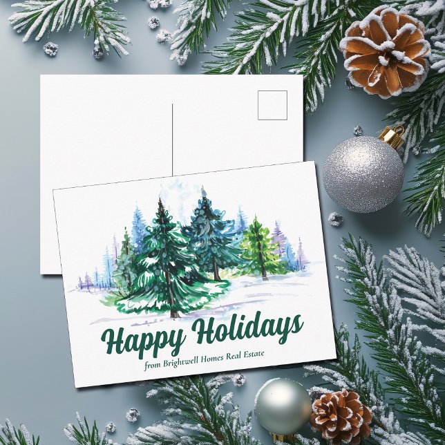 Beautiful Christmas Tree Landscape Custom Company Holiday Postcard (Creator Uploaded)