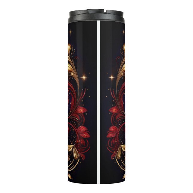 Beautiful Christmas Tree Red Ribbon Design Thermal Tumbler (Back)