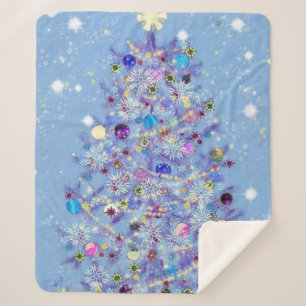 Beautiful Christmas Tree Sherpa Blanket