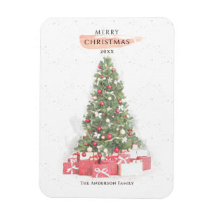 Beautiful Christmas Tree Watercolor Holidays Art Magnet