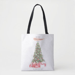 Beautiful Christmas Tree Watercolor Holidays Art Tote Bag