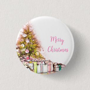 Beautiful Christmas Tree with Presents 3 Cm Round Badge