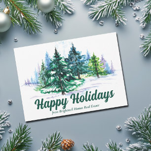 Beautiful Christmas Trees Landscape Custom Company Holiday Card