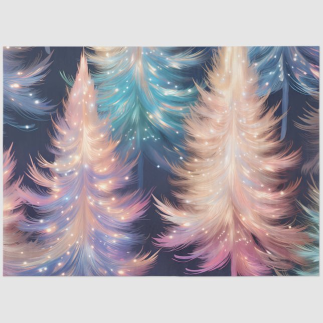 Beautiful Christmas Trees Light Sparkle Christmas Tissue Paper (Front)