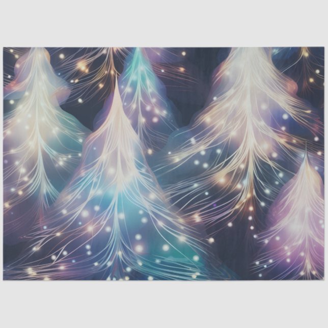 Beautiful Christmas Trees Light Sparkle Christmas Tissue Paper (Front)