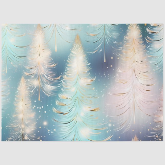Beautiful Christmas Trees Light Sparkle Christmas Tissue Paper (Front)