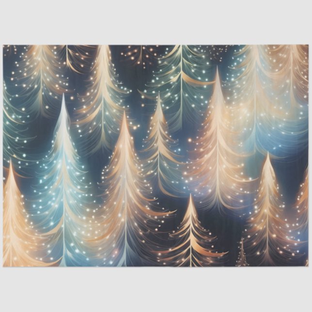 Beautiful Christmas Trees Light Sparkle Christmas Tissue Paper (Front)