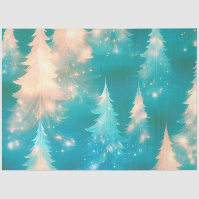 Beautiful Christmas Trees Light Sparkle Christmas Tissue Paper (Front)