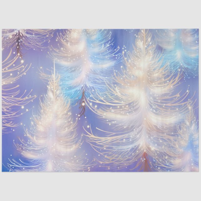 Beautiful Christmas Trees Light Sparkle Christmas Tissue Paper (Front)