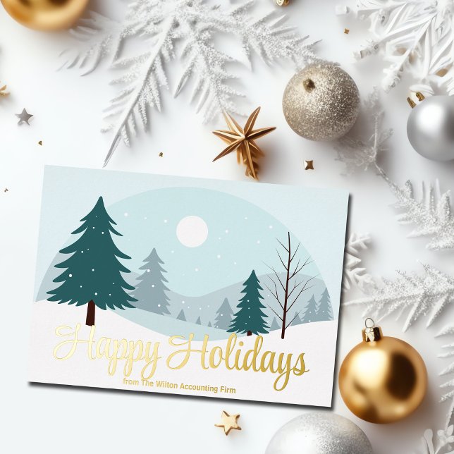 Beautiful Christmas Trees Winter Gold Foil Holiday Card (Creator Uploaded)