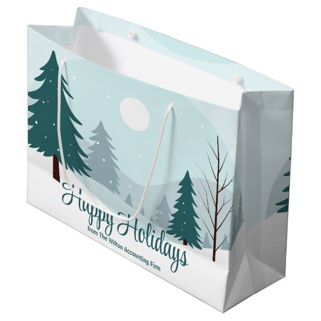 Beautiful Christmas Trees Winter Holiday Party Large Gift Bag (Front Angled)